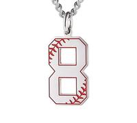 HIJONES Mujeres Hombres Acero Inoxidable Colgante de Número de Deporte de la Suerte de Béisbol de Moda Titainum Joyería de Motociclista Plata 8