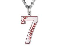 HIJONES Mujeres Hombres Acero Inoxidable Colgante de Número de Deporte de la Suerte de Béisbol de Moda Titainum Joyería de Motociclista Plata 7