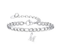 HIJONES Pulsera del Alfabeto De Letras para Mujeres Hombres Inicial De La Letra Plana Cadena Delicada Inicial del Encanto Joyería del Primer Nombre M