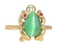 HIJONES Rana Anillo de Piedra Verde para Hombre Mujer Acero Inoxidable Banda de Rojos Anillo Personalizado Vintage Banda de Joyería Oro Tamaño 12