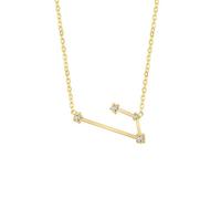 HIJONES Sencillo Zodiac Signo Cubic Zirconia Inlay Collar Colgante para Mujer de Acero Inoxidable Lucky Horóscopo Constelación Collarbone Collar Oro Aries