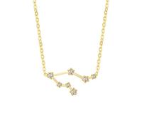 HIJONES Sencillo Zodiac Signo Cubic Zirconia Inlay Collar Colgante para Mujer de Acero Inoxidable Lucky Horóscopo Constelación Collarbone Collar Oro Géminis