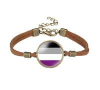 HIJONES Unisex Acero Inoxidable Pulsera de Bandera Arcoíris Tendencia Ajustable Gay LGBT Orgullo Joyería de Cuero PU Estilo 5