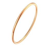 HIJONES Unisex Acero Inoxidable Redondo Delgado Apilado Pulsera Sólido Simple Pulido Brazalete Regalo Amor Oro Rosa (W-3MM, D-65CM)