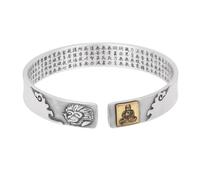 HIJONES Unisex Acero Inoxidable Zodiaco Buddha Cumpleaños Pulsera Abierta Seis Palabras Verdad Suerte Corazón Amor Brazalete Muñeca Mono