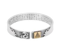 HIJONES Unisex Acero Inoxidable Zodiaco Buddha Cumpleaños Pulsera Abierta Seis Palabras Verdad Suerte Corazón Amor Brazalete Muñeca Serpiente