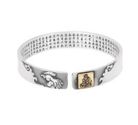 HIJONES Unisex Acero Inoxidable Zodiaco Buddha Cumpleaños Pulsera Abierta Seis Palabras Verdad Suerte Corazón Amor Brazalete Muñeca Gallo