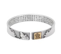 HIJONES Unisex Acero Inoxidable Zodiaco Buddha Cumpleaños Pulsera Abierta Seis Palabras Verdad Suerte Corazón Amor Brazalete Muñeca Liebre