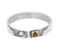 HIJONES Unisex Acero Inoxidable Zodiaco Buddha Cumpleaños Pulsera Abierta Seis Palabras Verdad Suerte Corazón Amor Brazalete Muñeca RATA