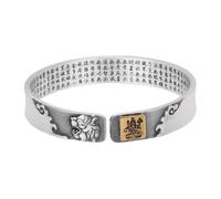 HIJONES Unisex Acero Inoxidable Zodiaco Buddha Cumpleaños Pulsera Abierta Seis Palabras Verdad Suerte Corazón Amor Brazalete Muñeca Tigre