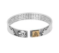 HIJONES Unisex Acero Inoxidable Zodiaco Buddha Cumpleaños Pulsera Abierta Seis Palabras Verdad Suerte Corazón Amor Brazalete Muñeca Perro
