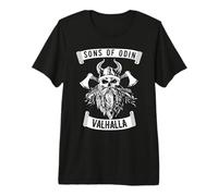 Hijos de Odin Valhalla Wodan, Casco con Forma de Calavera, Hacha, Vikingos, Hijo de Odin Camiseta Premium