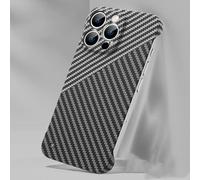 Hikaka Compatible con iPhone 13 Pro a Prueba de Golpes Ultrafina sin Marco Mate de Fibra de Carbono Carcasa para teléfono, Delgada rígida para PC Lente protección Integral antihuellas Dactilares