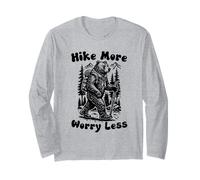 Hike More Worry Less Funny Cub Scouts BSA Hiking Bear Manga Larga