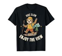 Hike Slow Enjoy The View Funny Sloth Hiking Camping Lover Camiseta