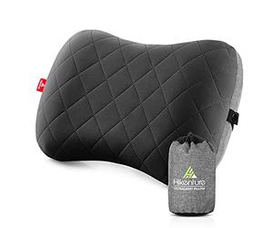 HIKENTURE Almohada Hinchable para Camping, Viaje, con Funda de Almohada extraíble, ergonómica, cómoda Almohada Cervical para Viaje/Exterior, Cuello Inflable Travel Pillow Negro