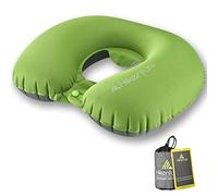 HIKENTURE Almohada Inflable para el Cuello, Almohada Ligera de Viaje, cojín portátil en Forma de U para Camping, Senderismo, Siesta de Oficina, hogar, Coche, avión, Tren y autobús (Verde)