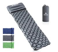 HIKENTURE Colchoneta isotérmica para Camping, tamaño pequeño, colchón Hinchable Ultraligero - Esterilla para Dormir para Camping, Trekking, mochilero (Gris con Almohada) - Gris B4..
