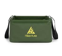 HIKENTURE Cuenco plegable para exteriores de 10 l/20 l, cubo plegable de tela de lona duradera, como cuenco, fregadero, fregadero, fregadero, cubo de pesca para fregadero (15 l, verde militar) C1