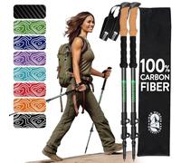 Hiker Hunger 100% Carbon Fiber Trekking Poles - Ultraligeros & Collapsible with Quick Flip-Locks,Cork Grips,Tungsten Tips,Set of 2 Poles - All Terrain Accessories and Carry Bag, Hiking & Walking Poles