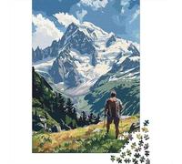 Hiker Mountain Rompecabezas Mont Blanc Landscape 1000 Piezas Papel Reciclado Adultos Y Mayores De 12 Años Rompecabezas Divertido Regalo Y Actividad En Casa 70x50cm/1000pcs