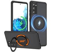 HikerClub Funda para Galaxy S20 FE (2020) Magnética Carcasa con Soporte Rotativo de 360 Grados, Translúcida Mate TPU Silicona Antigolpes Antihuellas Capa Protectora Case, Negro