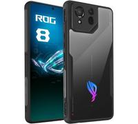 HikerClub Funda para ROG Phone 8, ROG Phone 8 Pro (2024) Carcasa Protectora Fundas con Soporte Rotativo de 360 Grados, Transparente Dura PC Trasera y Suave TPU Silicona Negro Bordeado Capa Case