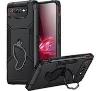 HikerClub Soporte Funda para ROG Phone 7 and 7 Pro Ultimate (2023), Plegado Oculto Teléfonos Soporte Antihuella Dactilar Telefono Carcasa, Negro
