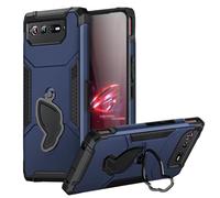HikerClub Soporte Funda para ROG Phone 7 and 7 Ultimate (2023), Plegado Oculto Teléfonos Soporte Antihuella Dactilar Telefono Carcasa, Azul