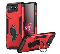 HikerClub Soporte Funda para ROG Phone 7 and 7 Ultimate (2023), Plegado Oculto Teléfonos Soporte Antihuella Dactilar Telefono Carcasa, Rojo