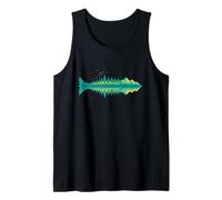 Hikers Campers Outdoorsmen Nature Fish Mountain Reflection Camiseta sin Mangas