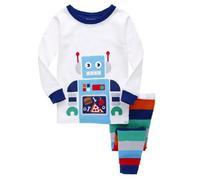 HIKIDS Pijama para Niños-Pijama Niño Invierno-Pijamas de Robot para Niños-Manga Larga Niño Ropa de algodón Traje Dos Set 6 Años