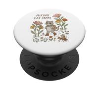 Hiking Cat Mom Cute Floral Adventure PopSockets PopGrip Adhesivo