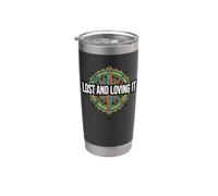 Hiking Compass Topography Lost And Loving It Vaso térmico de acero inoxidable de doble pared