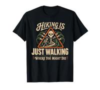 Hiking is Just Walking Where You Might Die Skeleton Graphic Camiseta gráfica económica