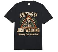 Hiking is Just Walking Where You Might Die Skeleton Graphic Comfort Colors Adult Heavyweight T-Shirt