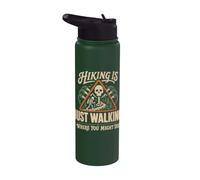 Hiking is Just Walking Where You Might Die Skeleton Graphic Stainless Steel Insulated Water Bottle