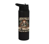 Hiking is Just Walking Where You Might Die Skeleton Graphic Stainless Steel Insulated Water Bottle