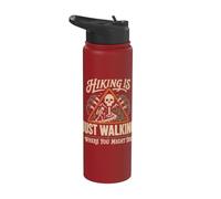 Hiking is Just Walking Where You Might Die Skeleton Graphic Stainless Steel Insulated Water Bottle