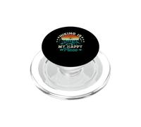Hiking Is My Happy Place Retro Mountains Hiker Hiking PopSockets PopGrip para MagSafe