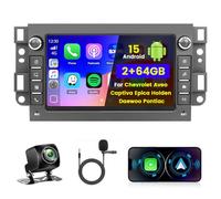 Hikity 2+64G Pantalla Táctil de 7" Autoradio para Chevrolet Aveo Captiva Epica Holden Daewoo Pontiac, Autoradio con CarPlay Inalámbrico Android Auto BT Navegación GPS EQ y WiFi Cámara de Marcha Atrás