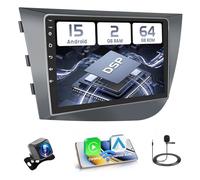 Hikity 2+64GB Android 15 Radio Coche para Seat Leon MK2 2005-2012 Radio Carplay Android Auto Inalámbrico IPS 9" Pantalla Táctil con Cámara Trasera Bluetooth GPS WiFi DSP FM RDS SWC