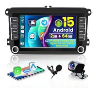 Hikity 2+64GB Android 15 Radio Coche para VW Golf 5 6 Seat con Inalámbrico CarPlay Android Auto, 7 Pulgadas 2 DIN Pantalla Táctil con Bluetooth Navi/WiFi/GPS/HiFi/RDS/RC Cámara de Visión Trasera