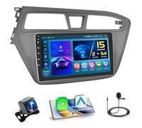 Hikity 2+64GB Android Radio Coche para Hyundai i20 2015 2016 2017 2018 Radio CarPlay Android Auto Bluetooth Manos Libres Auto Radio con 9" Pantalla Táctil WiFi GPS FM SWC AHD Cámara Trasera