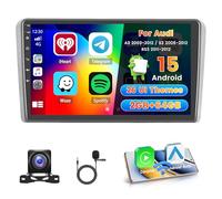 Hikity 2+64GB Radio Coche para Audi A3 8P 2003-2012/S3 2006-2012/RS3 2011-2012 Carplay Android Auto, 9 Pulgadas Pantalla Táctil Android 15 Bluetooth Radio con WiFi GPS EQ FM/RDS SWC Cámara Trasera