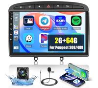 Hikity 2G+64G Radio Android 15 para Peugeot 308/408 2007-2015 con Wireless Carplay Android Auto, 9 Pulgadas Pantalla Táctil Estéreo GPS WiFi Bluetooth RDS FM DSP SWC Mic Cámara de Visión Trasera