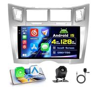 Hikity 4+128G Android Radio Coche para Toyota Yaris/Vizi 2005-2011 Inalámbrico Carplay, Pantalla Táctil Incell 9 Pulgadas Android Auto/Bluetooth 5.0/GPS/FM/RDS/Cámara Trasera