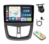 Hikity 4+128GB Radio Coche Android 15 para Peugeot 207 2006-2010 con Carplay Android Auto Inalambrico, Incell Pantalla táctil de 9 Pulgadas con BT/GPS/WiFi/FM/RDS+Cámara Trasera+Mic