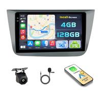 Hikity 4+128GB Radio Coche Android 15 para Seat Altea 2004-2015 con Carplay Android Auto Inalambrico, Incell Pantalla táctil de 9 Pulgadas con BT/GPS/WiFi/FM/RDS+Cámara Trasera+Mic