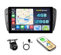 Hikity 4+128GB Radio Coche Android 15 para Seat Ibiza 6J 2009-2014 con Carplay Android Auto Inalambrico, Incell Pantalla táctil de 9 Pulgadas con BT/GPS/WiFi/FM/RDS+Cámara Traser Mic